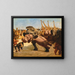 Monkeys as umpires in the fight between an elephant and a hippopotamus - Gabriel von Max — framed artwork on a wall