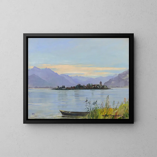 View of Frauenchiemsee - Gabriela von Frauenwörth — framed artwork on a wall