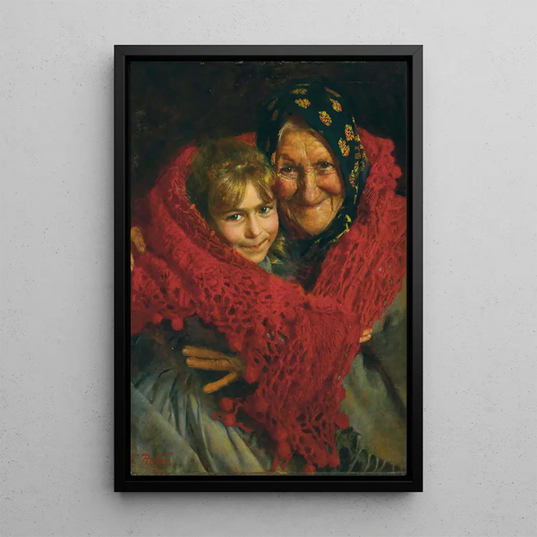 Grandmother and Child - Gaetano Bellei — framed artwork on a wall