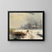 a wood gatherer in a winter landscape - Gaetano Fasanotti — framed artwork on a wall