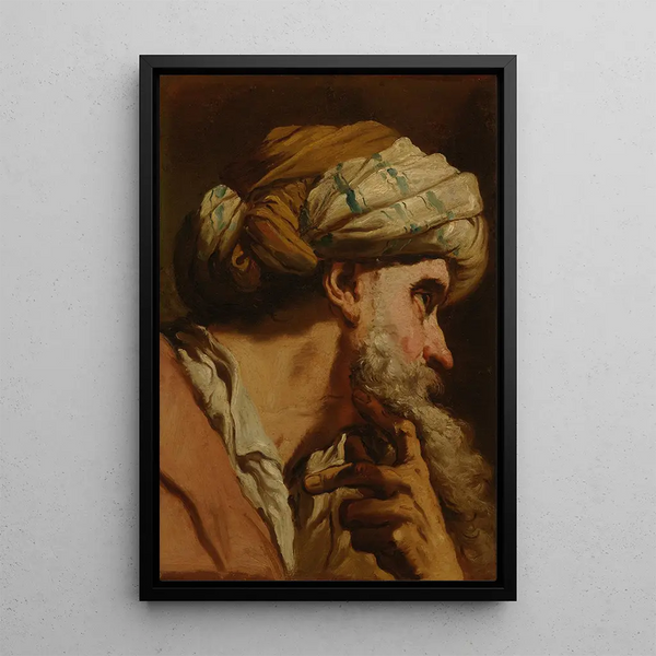 Head of a Man in Oriental Costume - Gaetano Gandolfi — framed artwork on a wall