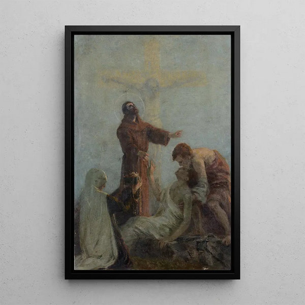 Faith, Hope and Charity - Gaetano Previati — framed artwork on a wall