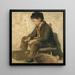 a Boy Sitting Peeling Vegetables - Albert Anker — framed artwork on a wall
