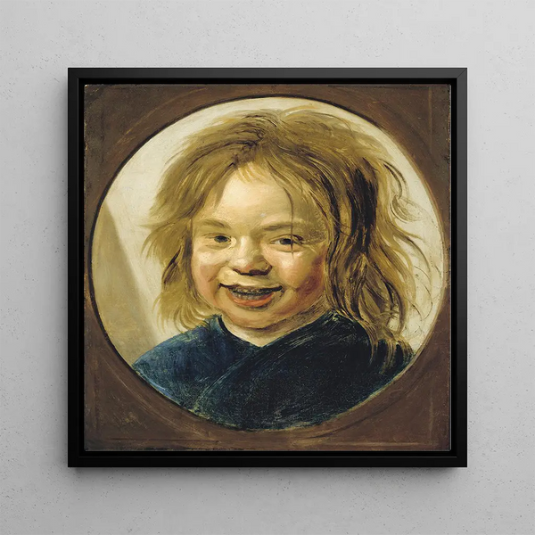 Smiling Boy Painting - D'après Frans Hals — framed artwork on a wall