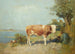 Landscape painting with a cow and a shepherd resting - Gari Melchers — artwork view
