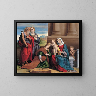 Saint Catherine's Coronation - Garofalo and workshop — framed artwork on a wall