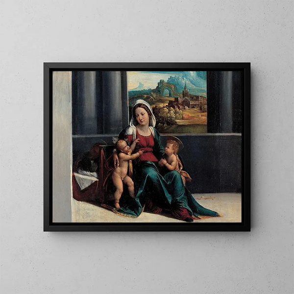 Madonna with the Child and Saint John - Garofalo and workshop — framed artwork on a wall