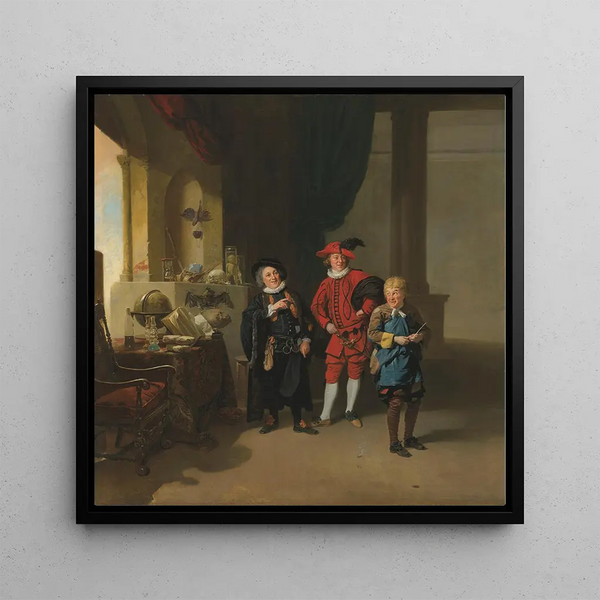 Garrick painting with Burton and Palmer in L'Alchimiste - Johan Joseph Zoffany — framed artwork on a wall