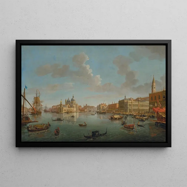 The Môle Venice looking west towards the entrance of the Grand Canal - Gaspar Van Wittel — framed artwork on a wall