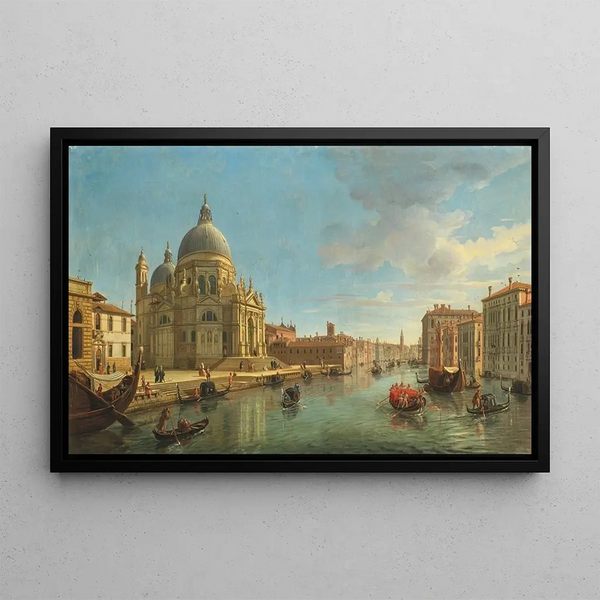 View of Santa Maria della Salute in Venice from the entrance of the Grand Canal - Gaspar Van Wittel — framed artwork on a wall