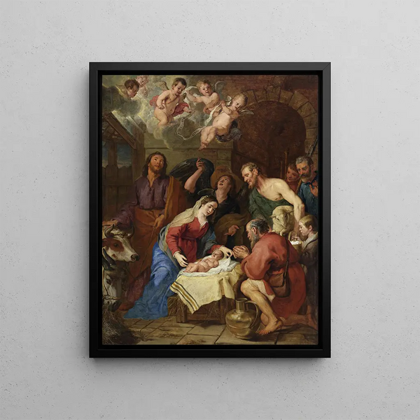 L'Adoration of the Shepherds - Gaspar de Crayer — framed artwork on a wall