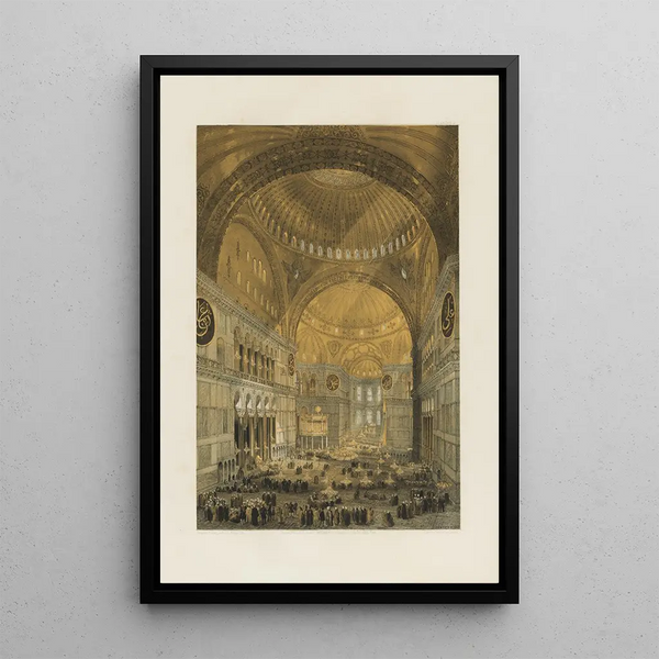 Aya Sofia Constantinople recently restored by order of S. M. the Sultan Abdulmedjid Pl03 - Gaspare Fossati — framed artwork on a wall