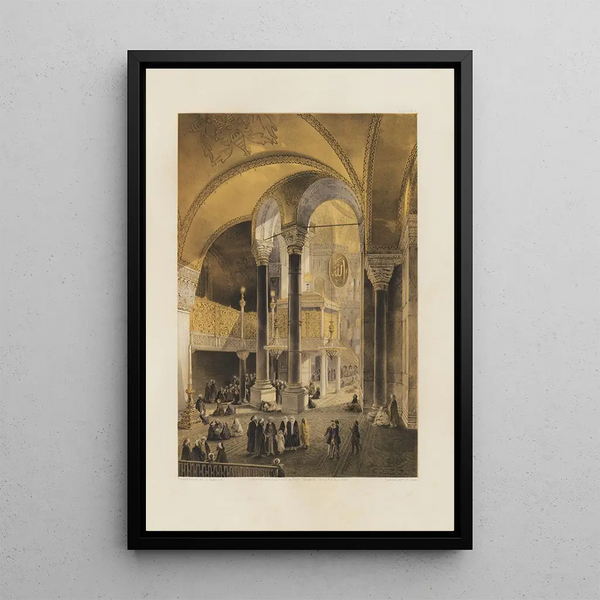Aya Sofia Constantinople recently restored by order of S. M. the Sultan Abdulmedjid Pl08 - Gaspare Fossati — framed artwork on a wall