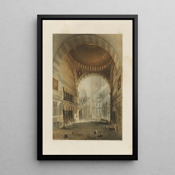 Aya Sofia Constantinople recently restored by order of S. M. the Sultan Abdulmedjid Pl24 - Gaspare Fossati — framed artwork on a wall