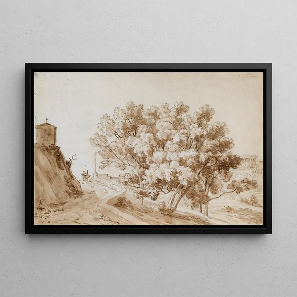 Tivoli near Rome - Gaspare Gabrielli — framed artwork on a wall
