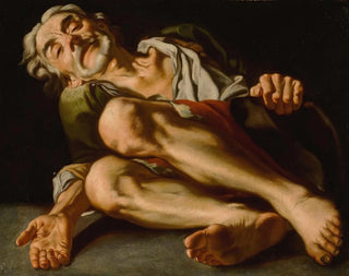an old reclining beggar with outstretched hand - Gaspare Traversi — artwork view
