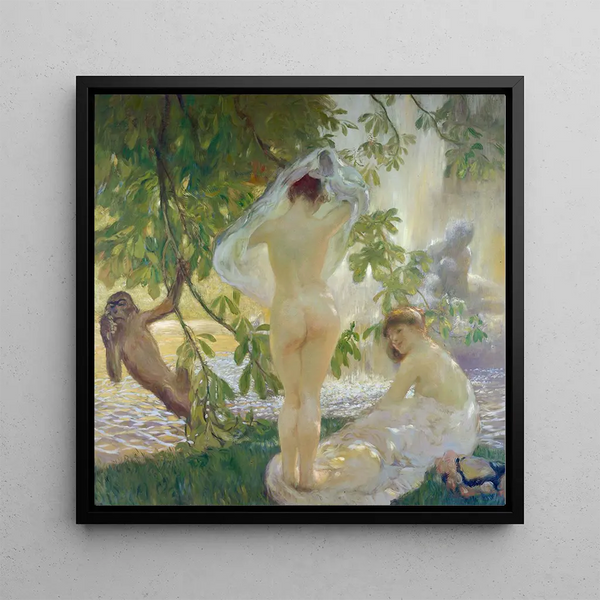 The shirt removed from the bathers - Gaston La Touche — framed artwork on a wall