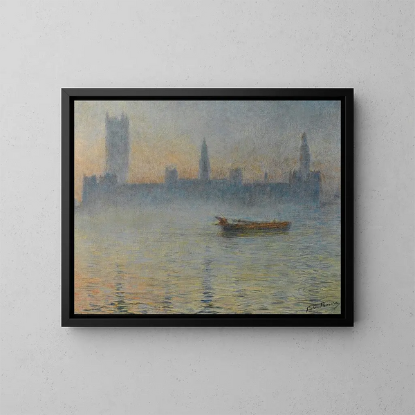Brouillard sur la Tamise - Gaston Prunier — framed artwork on a wall
