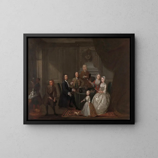 Portrait of a group probably of the Raikes family - Gawen Hamilton — framed artwork on a wall