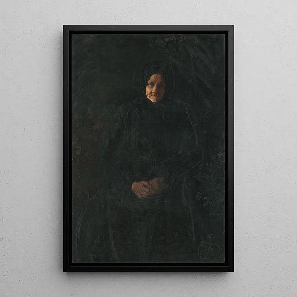 Old woman - Gejza Kukán — framed artwork on a wall