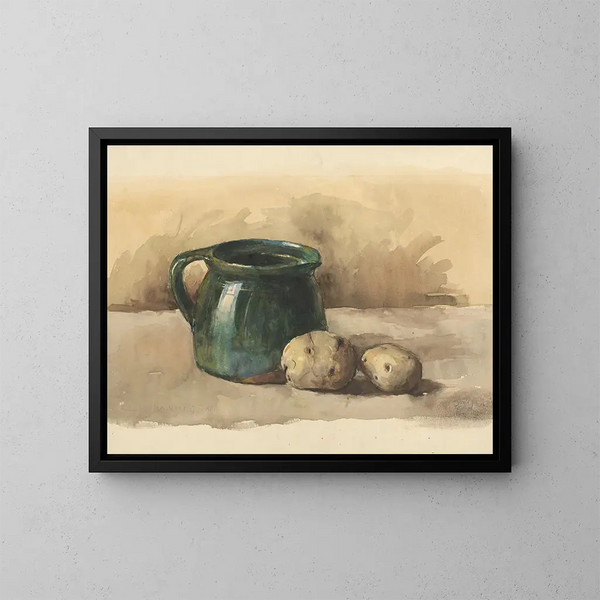 Ztiie with potatoes - Gejza Kukán — framed artwork on a wall