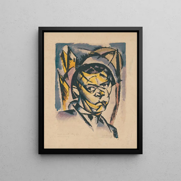 Head of a Man - Gejza Schiller — framed artwork on a wall