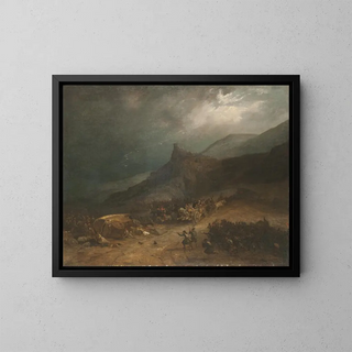 Attack on a Carlist convoy. The Battle of Arlabán - Genaro Pérez Villaamil — framed artwork on a wall