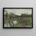 Prairie with a lying cow near a ditch - Geo Poggenbeek — framed artwork on a wall