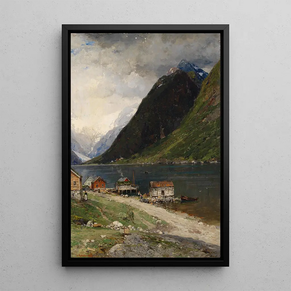 Fjord Landscape - Georg Anton Rasmussen — framed artwork on a wall