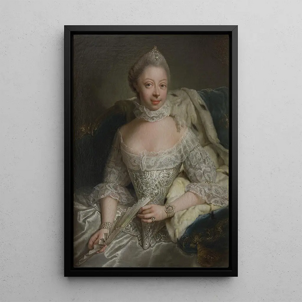 Portrait of Charlotte of Mecklenburg-Strelitz - Georg David Matthieu — framed artwork on a wall