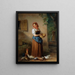 a girl feeding chickens and pigeons - Georg Decker — framed artwork on a wall