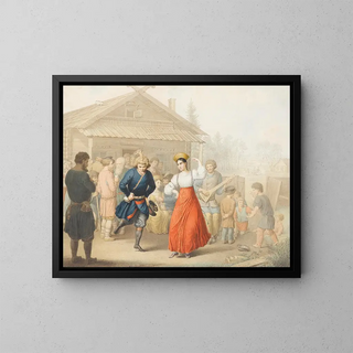 Fête en plein air devant une taverne - Georg Emmanuel Opitz — framed artwork on a wall