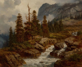 Chèvres près d'un ruisseau alpin - Georg Engelhardt — artwork view