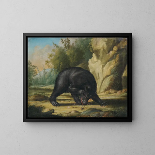 a bear attacked by bees - Georg Ernst Sandner — framed artwork on a wall