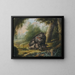 A sow with her piglets attacked by bees - Georg Ernst Sandner — framed artwork on a wall