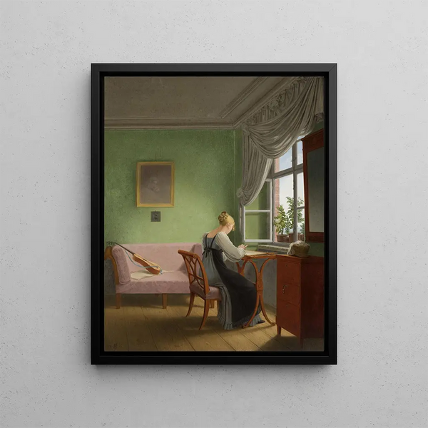 Embroiderer - Georg Friedrich Kersting — framed artwork on a wall
