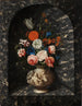 Bouquet of flowers in a niche in black and white marble - Georg Hinz — artwork view