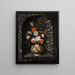 Bouquet of flowers in a niche in black and white marble - Georg Hinz — framed artwork on a wall