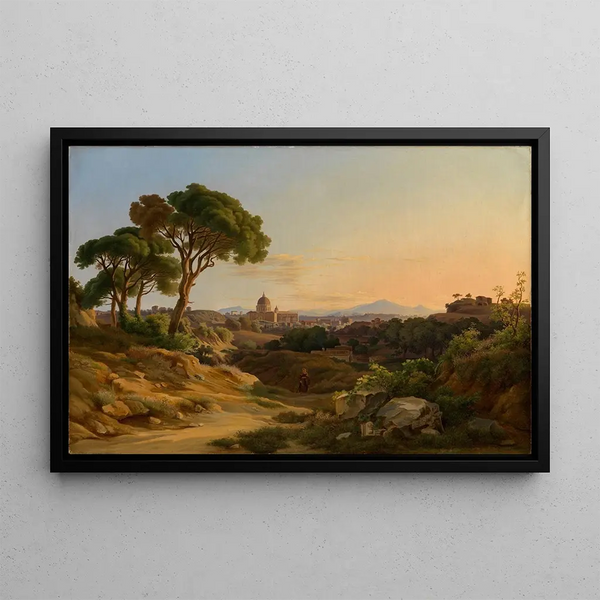 View of Rome with St. Peter's from Villa Doria Pamphili - Georg Kobell — framed artwork on a wall