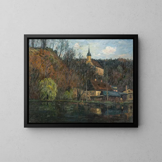 L'étang du château à Tharandt - Georg Lemm — framed artwork on a wall