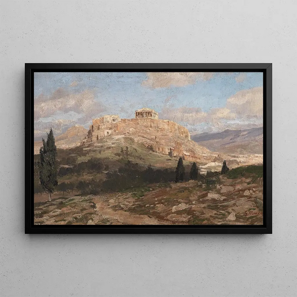 Acropolis Painting - Georg Macco — framed artwork on a wall