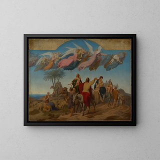 The Return of Jacob to the Promised Land - Georg Pencz — framed artwork on a wall