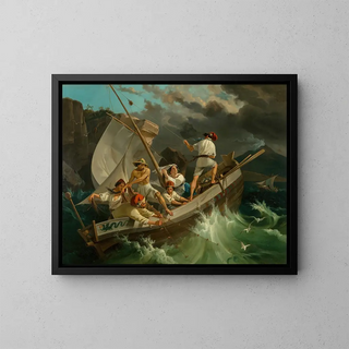 Fishermen Before the Storm - Georg Perlberg — framed artwork on a wall
