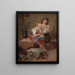Two girls with dolls - Georg Rößler — framed artwork on a wall