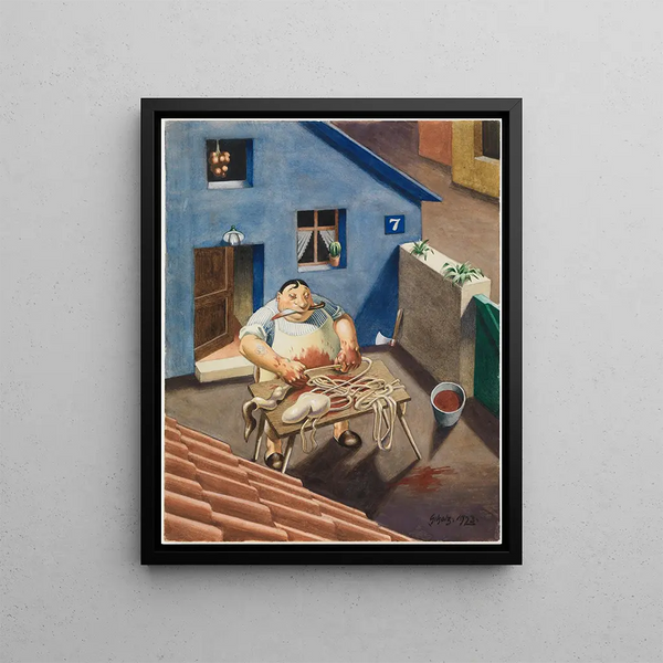 The Butcher - Georg Scholz — framed artwork on a wall