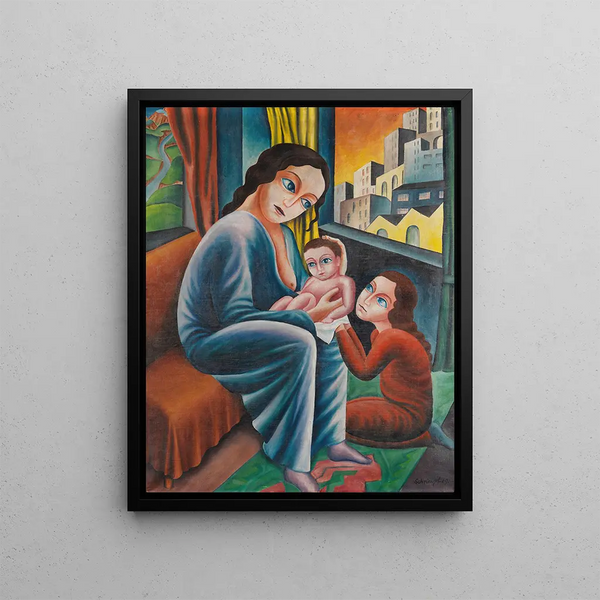Mother nursing - Georg Schrimpf — framed artwork on a wall