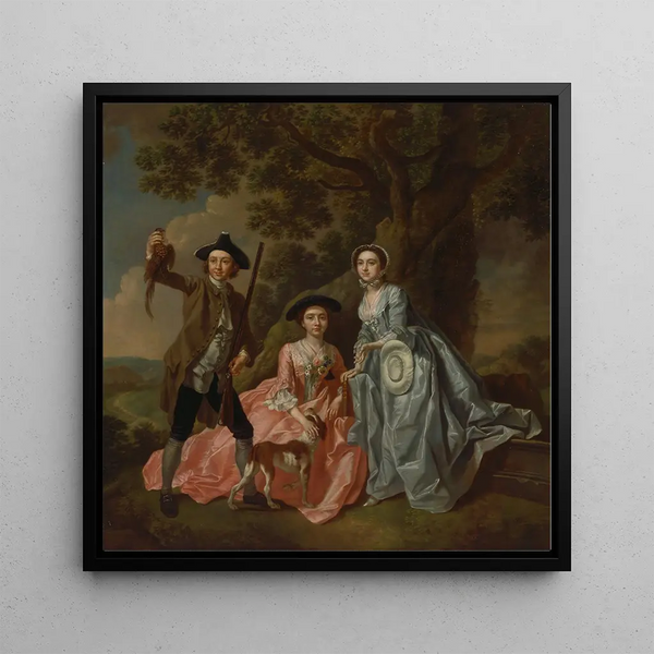 George Rogers and his wife Margaret and his sister Margaret Rogers - Francis Hayman — framed artwork on a wall