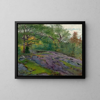 Spring Landscape Painting - George Albert Frost — framed artwork on a wall