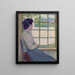 Femme looking out the window Painting of A. M. Hooey - George Albert Thompson — framed artwork on a wall