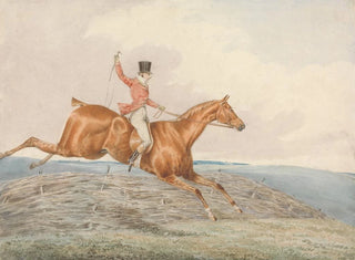 Hunting Cavalier Painting crossing a hedge - George Alken — artwork view